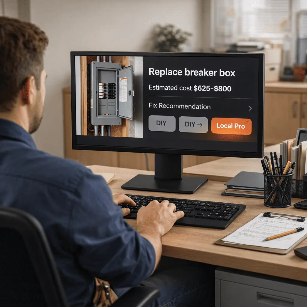 Estimate Pro diagnosing a home repair over video